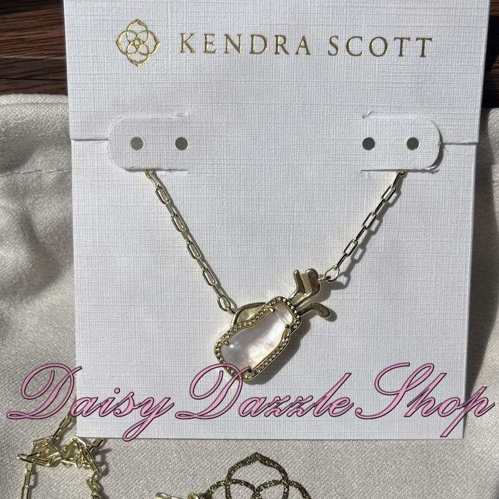 ⛳NEW Kendra Scott Gold plated Mother of Pearl Golf Short Pendant Necklace🩷⛳